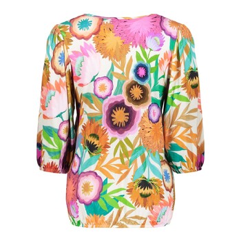 Multi color blouse met v-hals